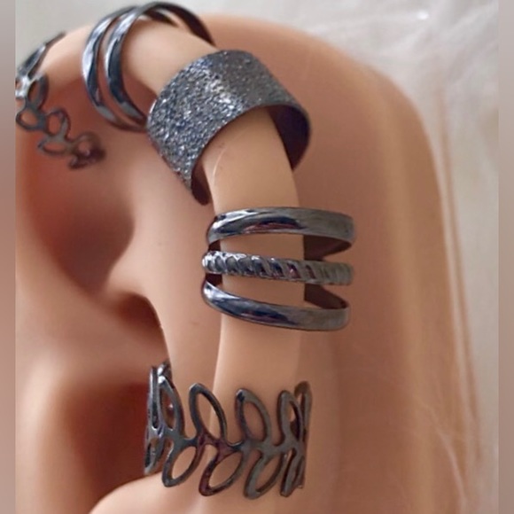 🔵𝟲𝟱%𝗢𝗙𝗙 𝗯𝘂𝗻𝗱𝗹𝗲𝘀 𝟯+🔵 NEW 5 Floral Ear Cuff Earnings Set - Picture 12 of 17